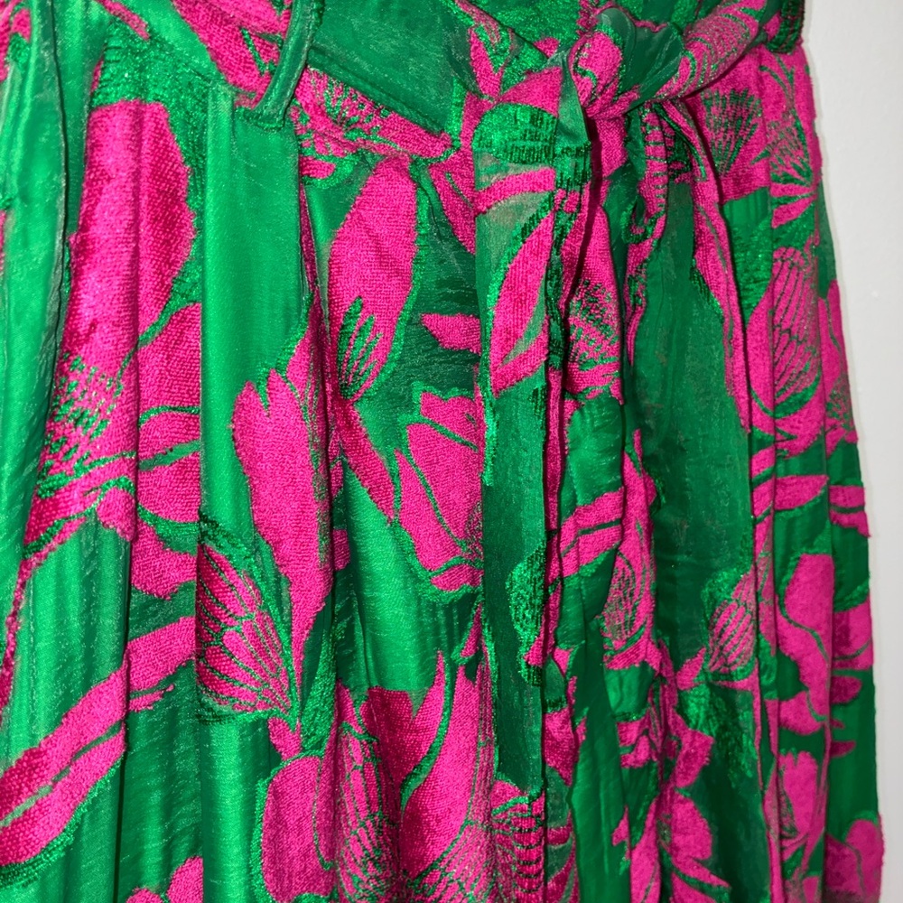 Eva Franco Green Pink Floral Wide-Leg Salinger Pants NEWChemile Bloom 10 No Tag - Picture 9 of 14